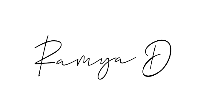 Similarly Allison_Script is the best handwritten signature design. Signature creator online .You can use it as an online autograph creator for name Ramya D. Ramya D signature style 2 images and pictures png