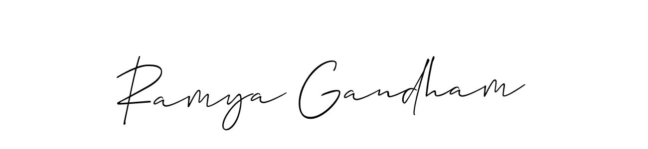 You should practise on your own different ways (Allison_Script) to write your name (Ramya Gandham) in signature. don't let someone else do it for you. Ramya Gandham signature style 2 images and pictures png