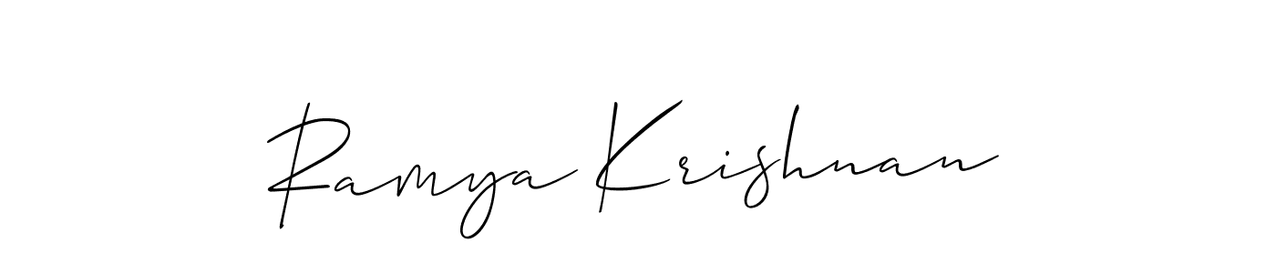 This is the best signature style for the Ramya Krishnan name. Also you like these signature font (Allison_Script). Mix name signature. Ramya Krishnan signature style 2 images and pictures png