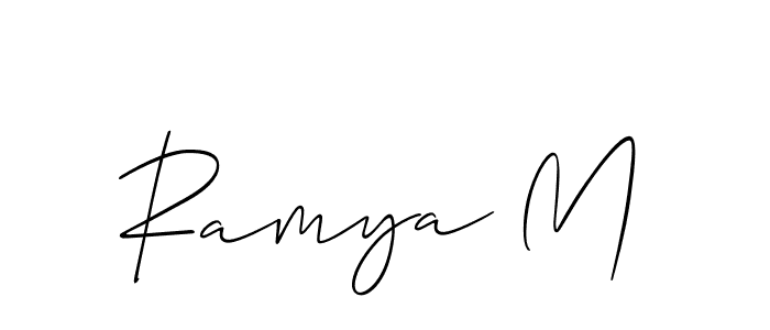 Create a beautiful signature design for name Ramya M. With this signature (Allison_Script) fonts, you can make a handwritten signature for free. Ramya M signature style 2 images and pictures png