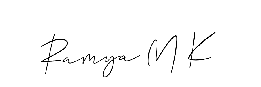 Design your own signature with our free online signature maker. With this signature software, you can create a handwritten (Allison_Script) signature for name Ramya M K. Ramya M K signature style 2 images and pictures png