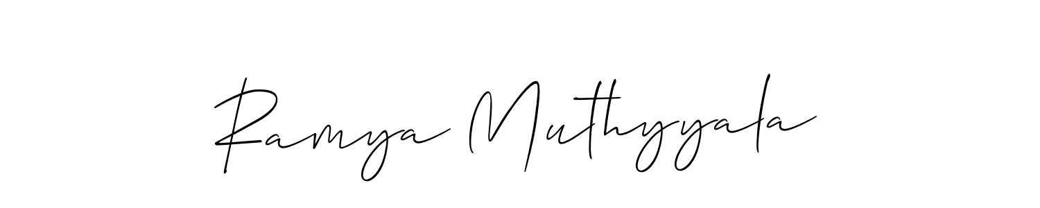 Create a beautiful signature design for name Ramya Muthyyala. With this signature (Allison_Script) fonts, you can make a handwritten signature for free. Ramya Muthyyala signature style 2 images and pictures png