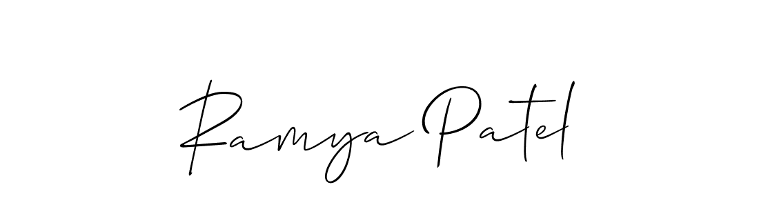 Also You can easily find your signature by using the search form. We will create Ramya Patel name handwritten signature images for you free of cost using Allison_Script sign style. Ramya Patel signature style 2 images and pictures png