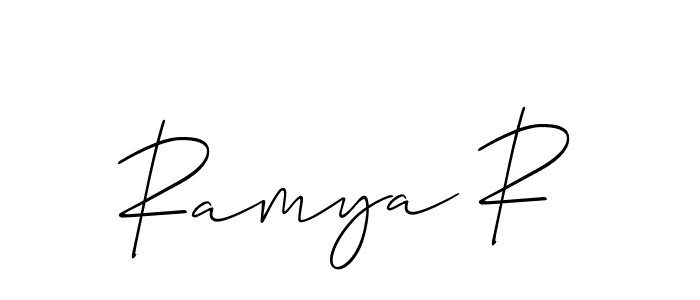 Create a beautiful signature design for name Ramya R. With this signature (Allison_Script) fonts, you can make a handwritten signature for free. Ramya R signature style 2 images and pictures png