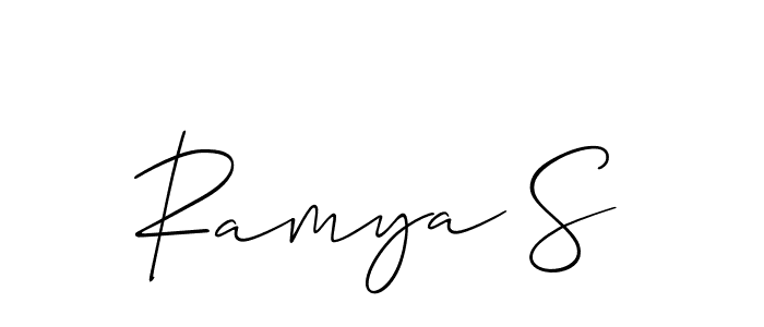 Create a beautiful signature design for name Ramya S. With this signature (Allison_Script) fonts, you can make a handwritten signature for free. Ramya S signature style 2 images and pictures png