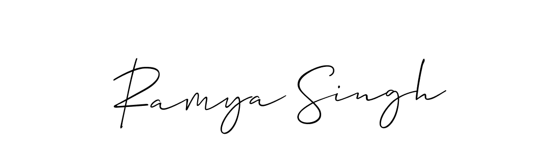 How to make Ramya Singh name signature. Use Allison_Script style for creating short signs online. This is the latest handwritten sign. Ramya Singh signature style 2 images and pictures png