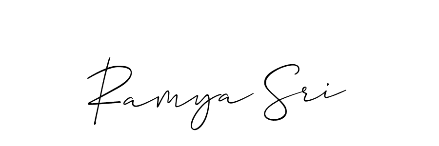 Create a beautiful signature design for name Ramya Sri. With this signature (Allison_Script) fonts, you can make a handwritten signature for free. Ramya Sri signature style 2 images and pictures png