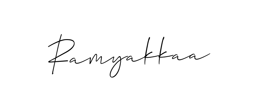 How to make Ramyakkaa name signature. Use Allison_Script style for creating short signs online. This is the latest handwritten sign. Ramyakkaa signature style 2 images and pictures png