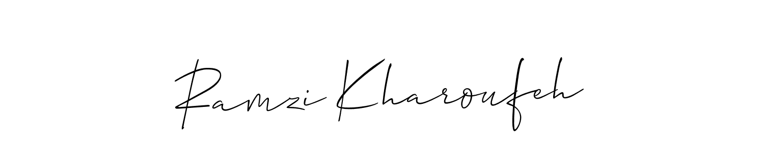 You should practise on your own different ways (Allison_Script) to write your name (Ramzi Kharoufeh) in signature. don't let someone else do it for you. Ramzi Kharoufeh signature style 2 images and pictures png