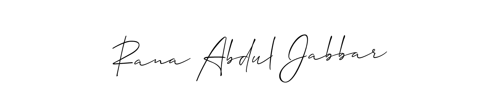 This is the best signature style for the Rana Abdul Jabbar name. Also you like these signature font (Allison_Script). Mix name signature. Rana Abdul Jabbar signature style 2 images and pictures png