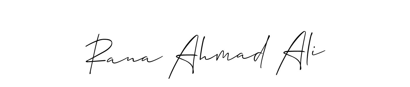 The best way (Allison_Script) to make a short signature is to pick only two or three words in your name. The name Rana Ahmad Ali include a total of six letters. For converting this name. Rana Ahmad Ali signature style 2 images and pictures png