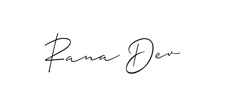 if you are searching for the best signature style for your name Rana Dev. so please give up your signature search. here we have designed multiple signature styles  using Allison_Script. Rana Dev signature style 2 images and pictures png