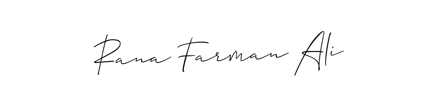 How to make Rana Farman Ali signature? Allison_Script is a professional autograph style. Create handwritten signature for Rana Farman Ali name. Rana Farman Ali signature style 2 images and pictures png