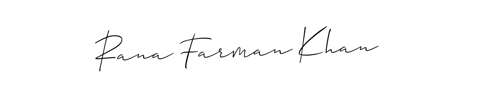 Similarly Allison_Script is the best handwritten signature design. Signature creator online .You can use it as an online autograph creator for name Rana Farman Khan. Rana Farman Khan signature style 2 images and pictures png