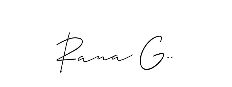 if you are searching for the best signature style for your name Rana G... so please give up your signature search. here we have designed multiple signature styles  using Allison_Script. Rana G.. signature style 2 images and pictures png