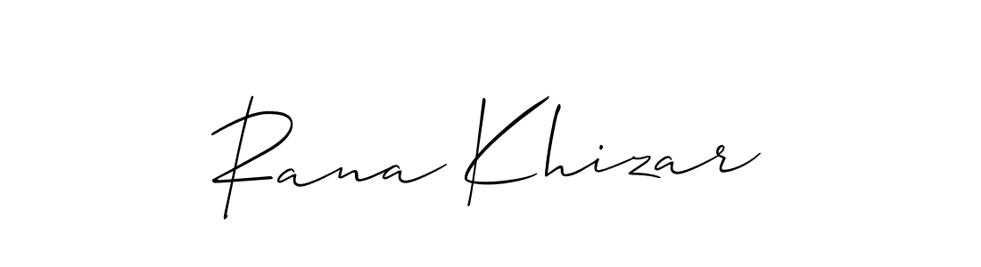 if you are searching for the best signature style for your name Rana Khizar. so please give up your signature search. here we have designed multiple signature styles  using Allison_Script. Rana Khizar signature style 2 images and pictures png