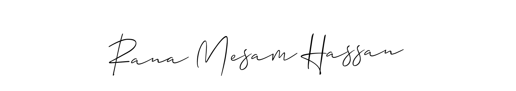 Also we have Rana Mesam Hassan name is the best signature style. Create professional handwritten signature collection using Allison_Script autograph style. Rana Mesam Hassan signature style 2 images and pictures png