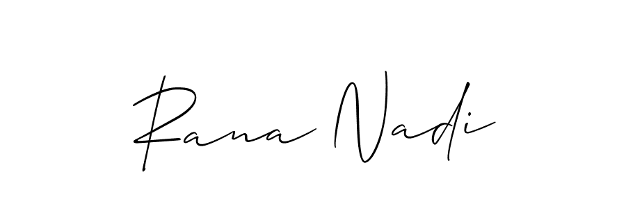 Use a signature maker to create a handwritten signature online. With this signature software, you can design (Allison_Script) your own signature for name Rana Nadi. Rana Nadi signature style 2 images and pictures png
