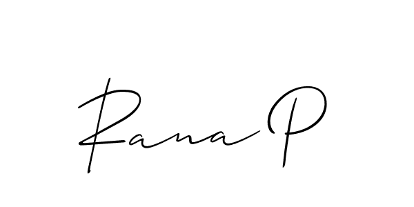 The best way (Allison_Script) to make a short signature is to pick only two or three words in your name. The name Rana P include a total of six letters. For converting this name. Rana P signature style 2 images and pictures png