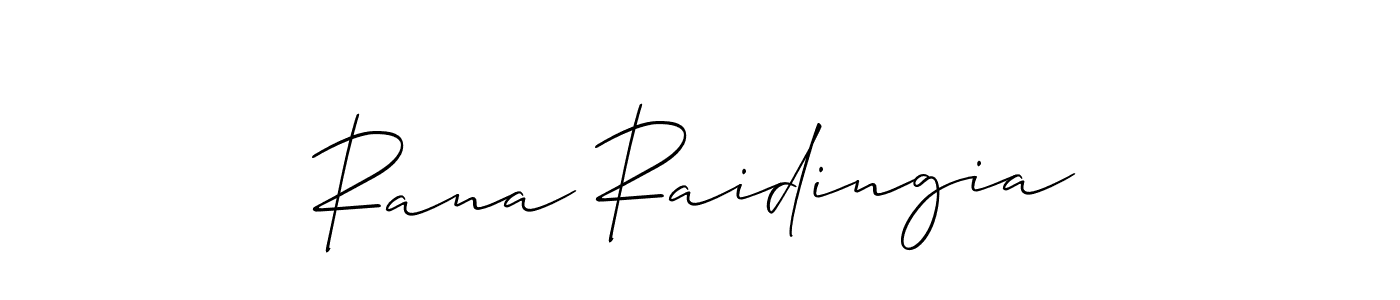 It looks lik you need a new signature style for name Rana Raidingia. Design unique handwritten (Allison_Script) signature with our free signature maker in just a few clicks. Rana Raidingia signature style 2 images and pictures png