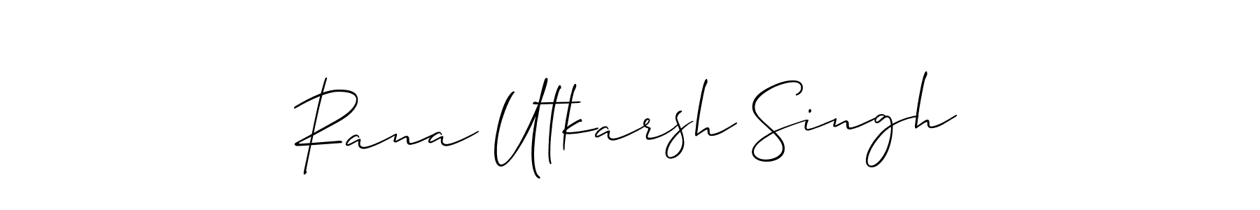 The best way (Allison_Script) to make a short signature is to pick only two or three words in your name. The name Rana Utkarsh Singh include a total of six letters. For converting this name. Rana Utkarsh Singh signature style 2 images and pictures png