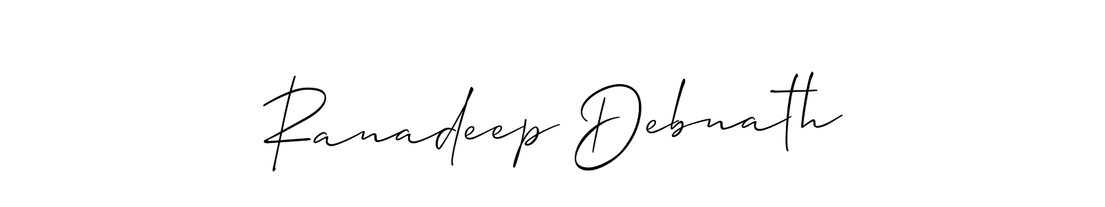 You should practise on your own different ways (Allison_Script) to write your name (Ranadeep Debnath) in signature. don't let someone else do it for you. Ranadeep Debnath signature style 2 images and pictures png
