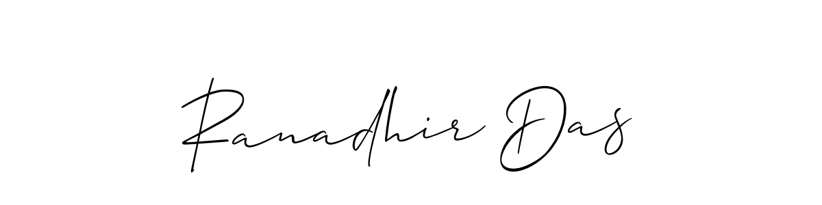 Use a signature maker to create a handwritten signature online. With this signature software, you can design (Allison_Script) your own signature for name Ranadhir Das. Ranadhir Das signature style 2 images and pictures png