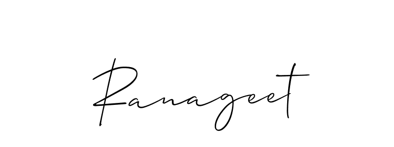 Allison_Script is a professional signature style that is perfect for those who want to add a touch of class to their signature. It is also a great choice for those who want to make their signature more unique. Get Ranageet name to fancy signature for free. Ranageet signature style 2 images and pictures png
