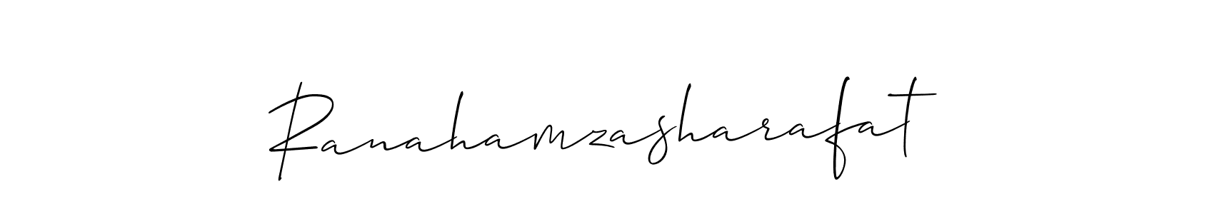 How to make Ranahamzasharafat name signature. Use Allison_Script style for creating short signs online. This is the latest handwritten sign. Ranahamzasharafat signature style 2 images and pictures png