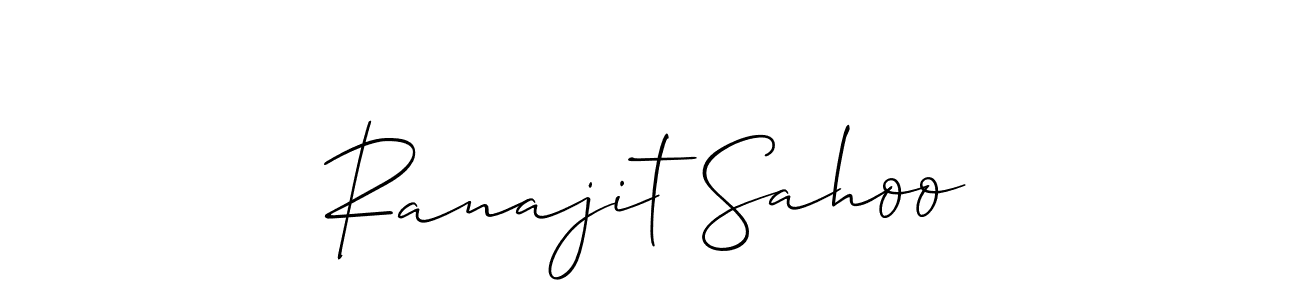 The best way (Allison_Script) to make a short signature is to pick only two or three words in your name. The name Ranajit Sahoo include a total of six letters. For converting this name. Ranajit Sahoo signature style 2 images and pictures png