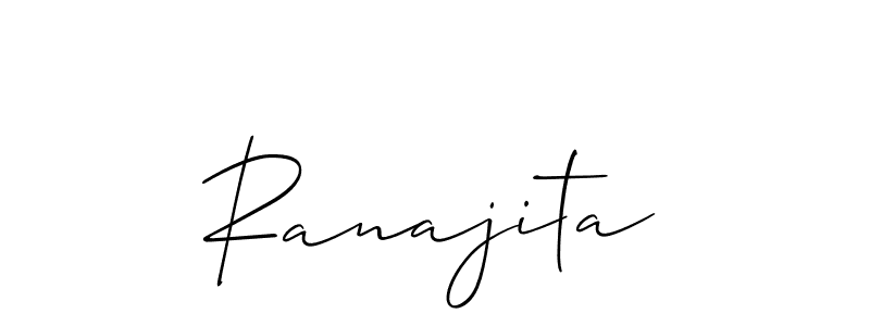 Use a signature maker to create a handwritten signature online. With this signature software, you can design (Allison_Script) your own signature for name Ranajita. Ranajita signature style 2 images and pictures png