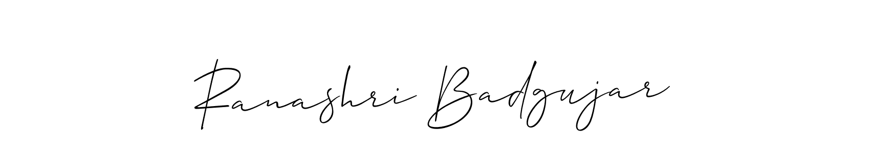 Make a beautiful signature design for name Ranashri Badgujar. With this signature (Allison_Script) style, you can create a handwritten signature for free. Ranashri Badgujar signature style 2 images and pictures png