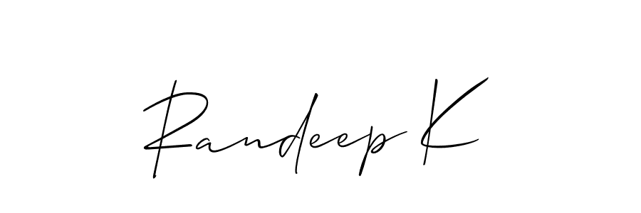 Design your own signature with our free online signature maker. With this signature software, you can create a handwritten (Allison_Script) signature for name Randeep K. Randeep K signature style 2 images and pictures png