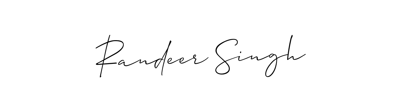 Use a signature maker to create a handwritten signature online. With this signature software, you can design (Allison_Script) your own signature for name Randeer Singh. Randeer Singh signature style 2 images and pictures png