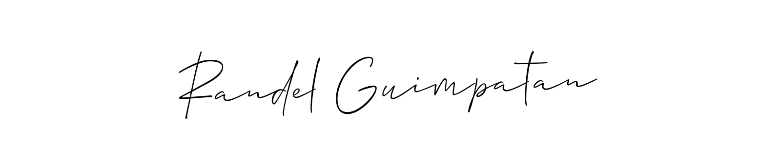 Use a signature maker to create a handwritten signature online. With this signature software, you can design (Allison_Script) your own signature for name Randel Guimpatan. Randel Guimpatan signature style 2 images and pictures png