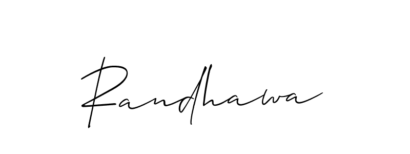 Design your own signature with our free online signature maker. With this signature software, you can create a handwritten (Allison_Script) signature for name Randhawa. Randhawa signature style 2 images and pictures png