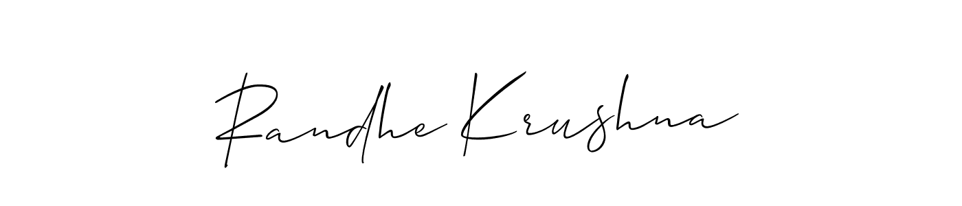 Also You can easily find your signature by using the search form. We will create Randhe Krushna name handwritten signature images for you free of cost using Allison_Script sign style. Randhe Krushna signature style 2 images and pictures png