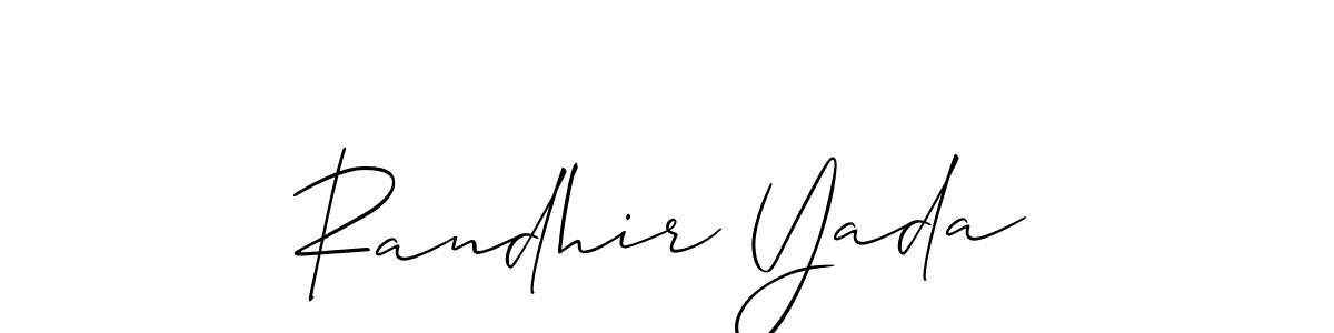 This is the best signature style for the Randhir Yada name. Also you like these signature font (Allison_Script). Mix name signature. Randhir Yada signature style 2 images and pictures png