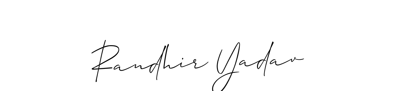 Also You can easily find your signature by using the search form. We will create Randhir Yadav name handwritten signature images for you free of cost using Allison_Script sign style. Randhir Yadav signature style 2 images and pictures png