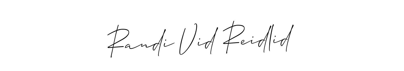 How to make Randi Vid Reidlid name signature. Use Allison_Script style for creating short signs online. This is the latest handwritten sign. Randi Vid Reidlid signature style 2 images and pictures png