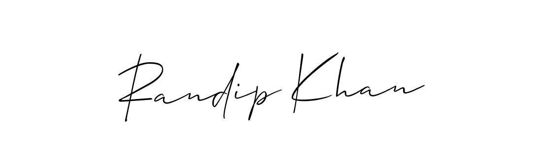 The best way (Allison_Script) to make a short signature is to pick only two or three words in your name. The name Randip Khan include a total of six letters. For converting this name. Randip Khan signature style 2 images and pictures png
