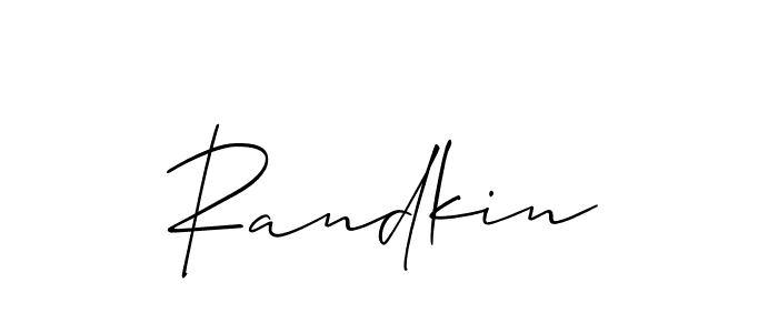 The best way (Allison_Script) to make a short signature is to pick only two or three words in your name. The name Randkin include a total of six letters. For converting this name. Randkin signature style 2 images and pictures png