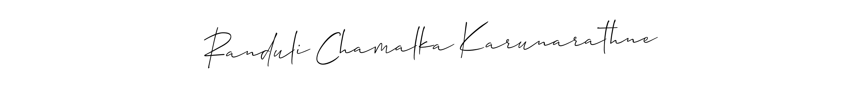 Make a beautiful signature design for name Randuli Chamalka Karunarathne. With this signature (Allison_Script) style, you can create a handwritten signature for free. Randuli Chamalka Karunarathne signature style 2 images and pictures png