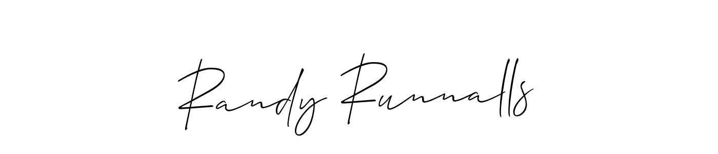 You should practise on your own different ways (Allison_Script) to write your name (Randy Runnalls) in signature. don't let someone else do it for you. Randy Runnalls signature style 2 images and pictures png