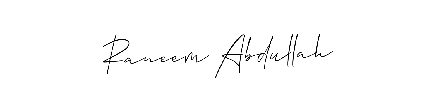 Design your own signature with our free online signature maker. With this signature software, you can create a handwritten (Allison_Script) signature for name Raneem Abdullah. Raneem Abdullah signature style 2 images and pictures png