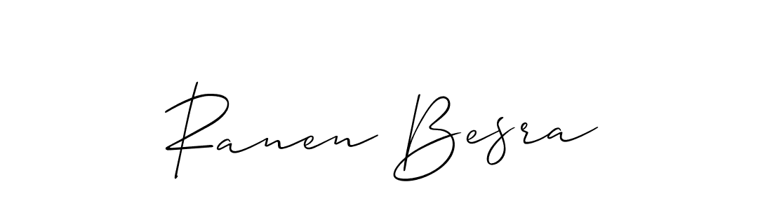 The best way (Allison_Script) to make a short signature is to pick only two or three words in your name. The name Ranen Besra include a total of six letters. For converting this name. Ranen Besra signature style 2 images and pictures png