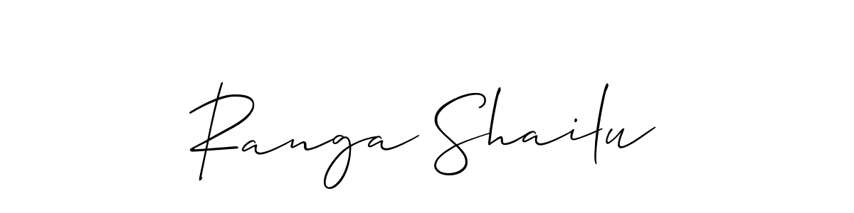 Create a beautiful signature design for name Ranga Shailu. With this signature (Allison_Script) fonts, you can make a handwritten signature for free. Ranga Shailu signature style 2 images and pictures png