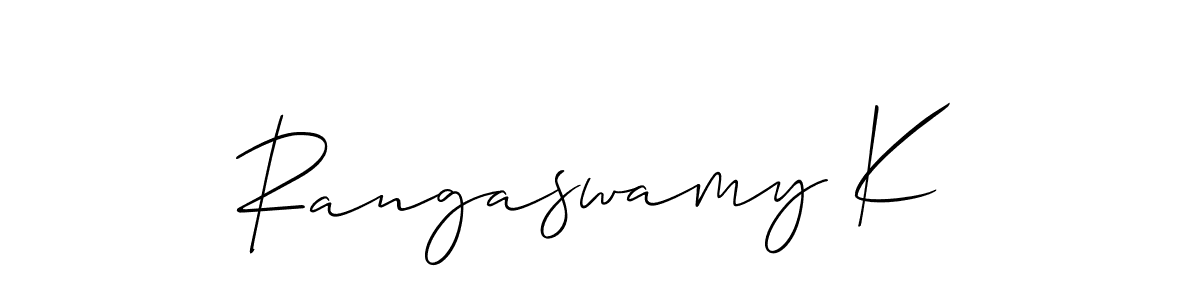 Allison_Script is a professional signature style that is perfect for those who want to add a touch of class to their signature. It is also a great choice for those who want to make their signature more unique. Get Rangaswamy K name to fancy signature for free. Rangaswamy K signature style 2 images and pictures png