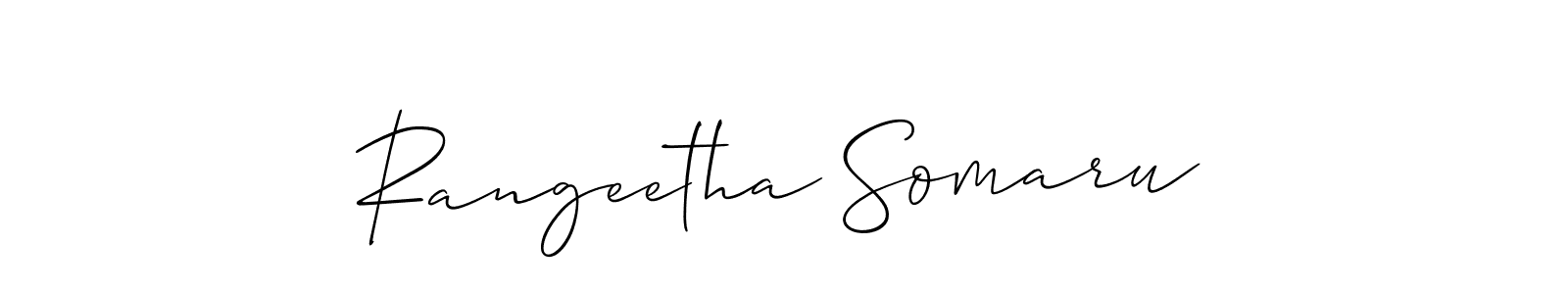 The best way (Allison_Script) to make a short signature is to pick only two or three words in your name. The name Rangeetha Somaru include a total of six letters. For converting this name. Rangeetha Somaru signature style 2 images and pictures png