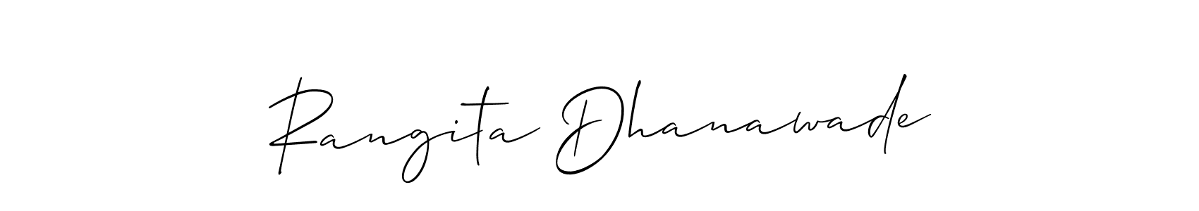 Similarly Allison_Script is the best handwritten signature design. Signature creator online .You can use it as an online autograph creator for name Rangita Dhanawade. Rangita Dhanawade signature style 2 images and pictures png